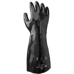 Chemical resistant neoprene fully coated heavyweight elbow-length gauntlet black smooth/large - Caliber Tooling