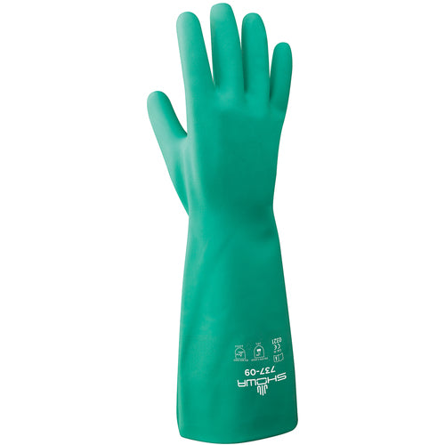 Chemical resistant unsupported nitrile 15″ 22-mil light green bisque finish unlined/small - Caliber Tooling