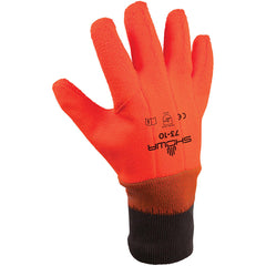 Insulated PVC fully coated vinyl knit wrist wrinkle finish safety orange/large - Caliber Tooling