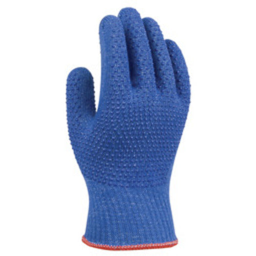 Cut resistant 10-gauge seamless cut-resistant engineered composite yarn PVC dotted both sides enhanced wet grip blue ANSI CUT LEVEL 4/extra large - Caliber Tooling