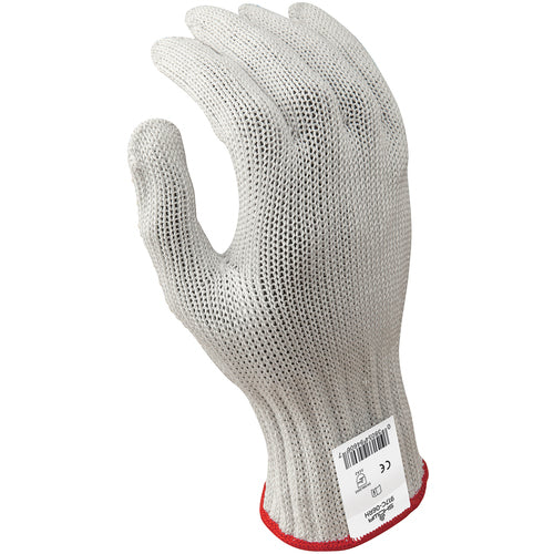 Cut resistant 7-gauge seamless knit PVC dotted left hand engineered fiber w/four strands of stainless steel white ANSI CUT LEVEL 5/large - Caliber Tooling