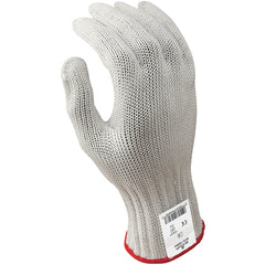 Cut resistant 7-gauge seamless knit PVC dotted left hand engineered fiber w/four strands of stainless steel white ANSI CUT LEVEL 5/extra large - Caliber Tooling