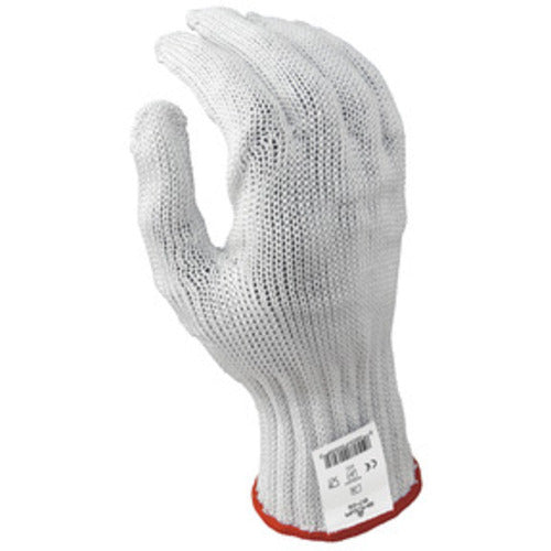 Cut resistant 7-gauge seamless knit engineered fiber w/four strands of stainless steel white ambidextrous ANSI CUT LEVEL 5/XL - Caliber Tooling