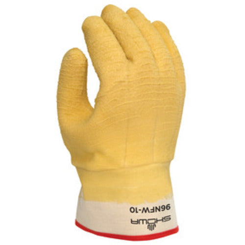 Insulated fully coated natural rubber safety cuff yellow wrinkle finish cotton jersey with triple layered foam insulation/large - Caliber Tooling