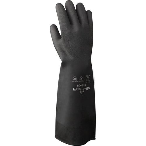 Chemical resistant unsupported neoprene 18″ 30-mil black unlined textured grip rolled cuff/large - Caliber Tooling