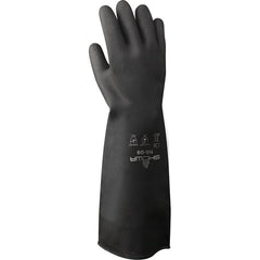 Chemical resistant unsupported neoprene 18″ 30-mil black unlined textured grip rolled cuff/large - Caliber Tooling