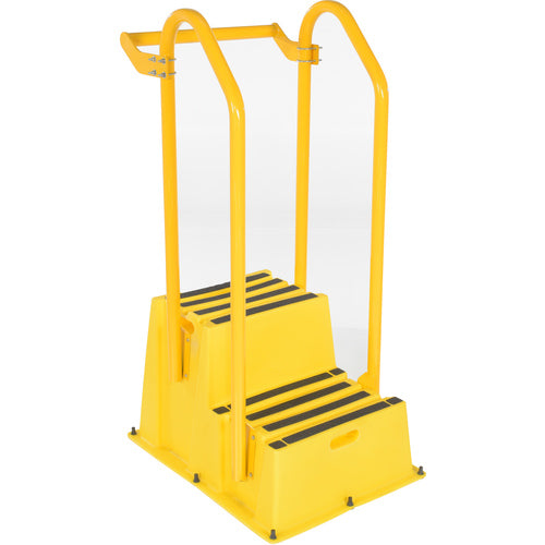 Step Poly Nestable 2 Step Yl W/Hand&Back Rails - Exact Industrial Supply