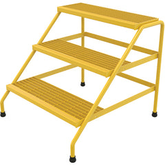 Alum Step Stand- 3 Step Wide Welded Yell - Exact Industrial Supply