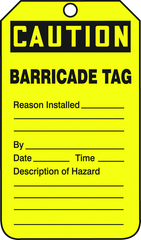 Barricade Tag, Caution Barricade Tag, 25/Pk, Plastic - Caliber Tooling