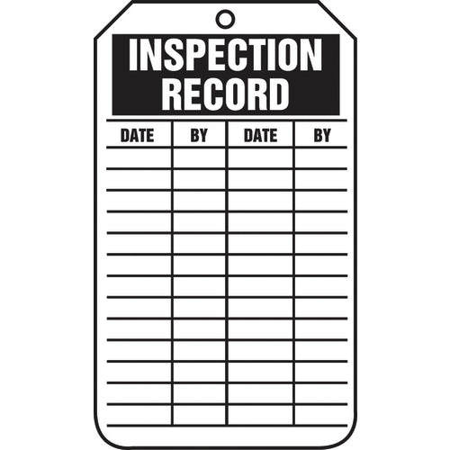 Inspection Record Tag, Inspection Record, 25/Pk, Cardstock - Caliber Tooling