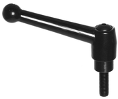 70551, Clamp Lever Size 5 Zinc Ball Style with Steel Stud Insert 1/2-13 x 1.57, Screw and Spring - Caliber Tooling