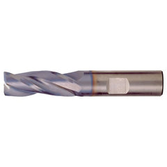 5/8″ × 5/8″ × 3/4″ × 3″ RHS / RHC Solid Carbide 3-Flute Square End High-Performance End Mill for Steel and Stainless Steel - TiCN - Exact Industrial Supply