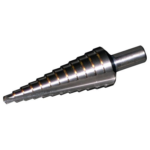 ‎7/8-1-3/8 RHC HSS 118 Degree Split Point Step Drill - Bright - Exact Industrial Supply