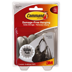 ‎Command Medium Designer Hook 17081BN-3ES Brushed Nickel - Exact Industrial Supply