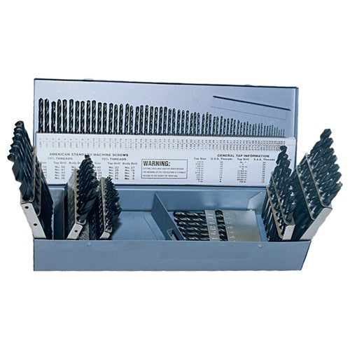 ‎1/16-1/2, A-Z, #1-# 60 RHS / RHC HSS 118 Degree Radial Point General Purpose Jobber Lengh Drill Set - Steam Oxide - Exact Industrial Supply