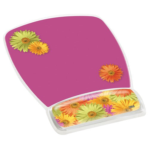 3M Gel Mousepad Wristrest MW308DS Compact Size Clear Gel Daisy Design 6.8″ × 8.6″ × 0.75″ - Caliber Tooling