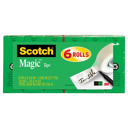 Scotch Magic Tape 810K6 6 rolls of 3/4″ × 1000″ - Caliber Tooling