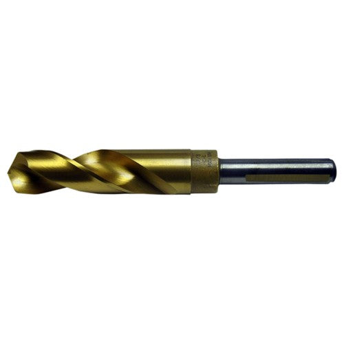 13/16 RHS / RHC HSS-CO 8% (M42) 118 Degree Split Point 1/2″ Reduced Shank Silver & Deming Drill - TiN - Exact Industrial Supply