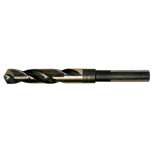 43/64 RHS / RHC HSS 118 Degree Split Point Silver & Deming Reduced Shank Drill - Black & Gold - Exact Industrial Supply