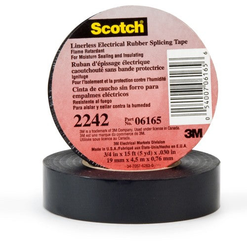 ‎3M Linerless Electrical Rubber Tape 2242 1-1/2″ × 15 ft 1″ core Black - Caliber Tooling