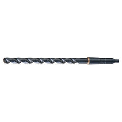 9/16 RHS / RHC HSS 118 Degree Notched Point Heavy Duty Extra Length Taper Shank Drill - Steam Oxide - Exact Industrial Supply