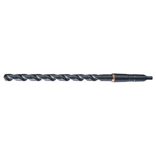 15/32 RHS / RHC HSS 118 Degree Notched Point Heavy Duty Extra Length Taper Shank Drill - Steam Oxide - Exact Industrial Supply