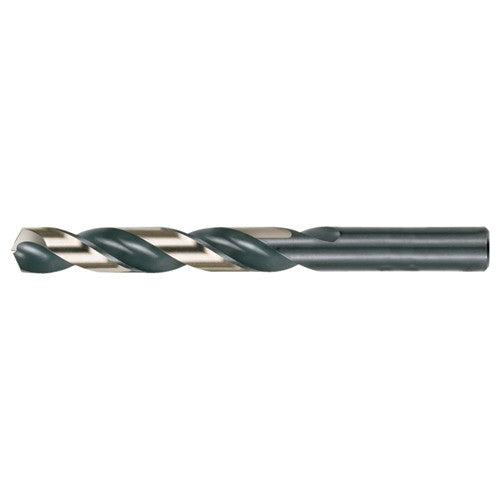 3/8 RHS / RHC HSS 135 Degree Split Point Heavy Duty Jobber Length Drill - Black & Gold - Exact Industrial Supply