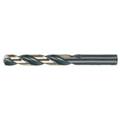 3/8 RHS / RHC HSS 135 Degree Split Point Heavy Duty Jobber Length Drill - Black & Gold - Exact Industrial Supply