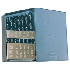 ‎1/16-1/2 RHS / RHC HSS 135 Degree Split Point Heavy Duty Jobber Length Drill Set - Steam Oxide - Exact Industrial Supply