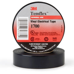 ‎3M Temflex Vinyl Electrical Tape 1700 3/4″ × 36 yd 1-1/2″ Core Black - Caliber Tooling