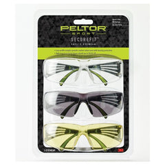 ‎Peltor Sport SecureFit Safety Eyewear SF400-P3PK-6 3 Pack: Clear + Amber + Gray Lenses AF - Caliber Tooling