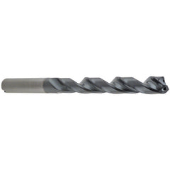 9.8 mm Dia. × 10 mm Shank × 95 mm Flute Length × 142 mm OAL, 8xD, 140°, TA, 2 Flute, Coolant Thru, Round Solid Carbide Drill - Exact Industrial Supply