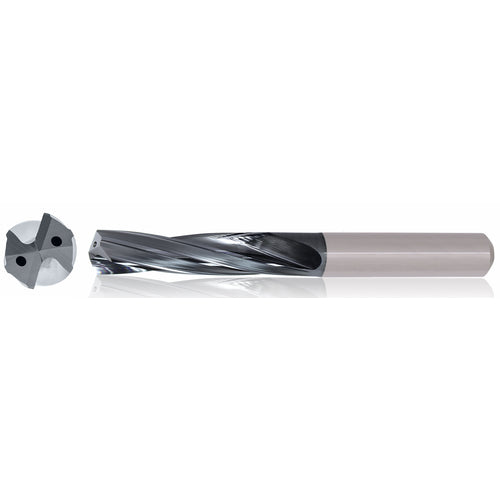 3/8″ Dia. × 10 mm Shank × 61 mm Flute Length × 103 mm OAL, 5xD, TiAlCN, 2 Flute, Coolant Thru, h6, Cylindrical, Solid Carbide Drill Series/List #5613 - Exact Industrial Supply