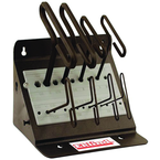 10 Piece - 3/32 - 3/8" T-Handle Style - 9'' Arm- Hex Key Set with Plain Grip in Stand - Caliber Tooling