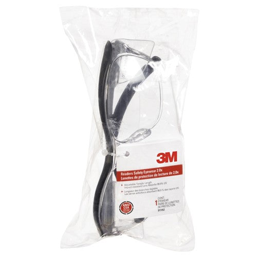 3M Readers Safety Glasses 91192H1-C +2.0 Blk Frm Clr Lens - Caliber Tooling