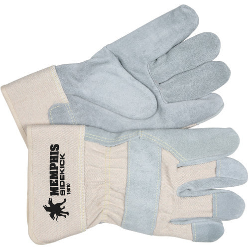 ‎Sidekick Gloves - Select Side Split Leather - White Back - 2-1/2″ Safety Cuff - Size X-Large - Caliber Tooling