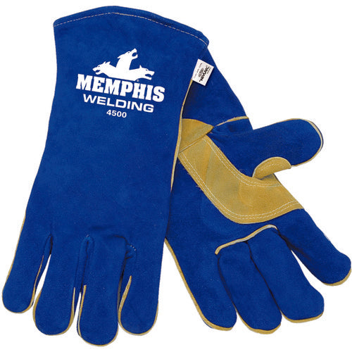 Welding Gloves - Select Shoulder - Blue - Foam Lined - Wing Thumb - Size X-Large - Caliber Tooling