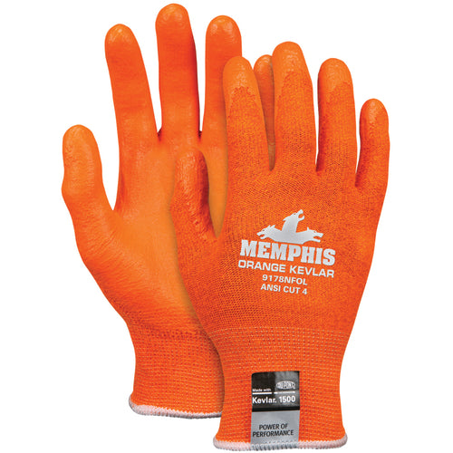 MCR Safety Cut Pro Glove - 13 Gauge Orange Kevlar/Synthetic - Nitrile Foam Coated Palm - Size X-Large - Caliber Tooling