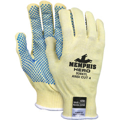 MCR Safety Cut Pro Hero Gloves - 13 Gauge Kevlar / Stainless Steel / Spandex - PVC Dots on Palm - Size Large - Caliber Tooling