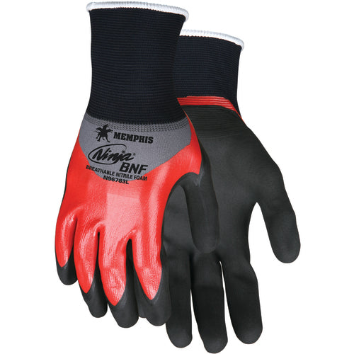 Ninja BNF Gloves with NFT Coating - 18 Gauge Nylon/Spandex - Coated Palm Fingertips and Over the Knuckle - Size Medium - Caliber Tooling