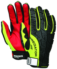 Predator Hi-Vis, Synthetic Palm, Tire Tread TPR Coating Gloves - Size Large - Caliber Tooling