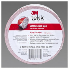 3M Safety Stripe Vinyl Tape 767 Red/White 2″ × 36 yd 5 mil Individually Wrapped Conveniently Packaged - Caliber Tooling