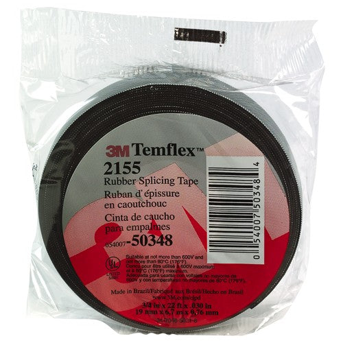 3M Temflex Rubber Splicing Tape 2155 3/4″ × 22 ft Black - Caliber Tooling