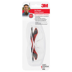 3M Flat Temple Safety Eyewear 47010-WV12 Black/Red Frame Clear/Scratch Resistant Lens - Caliber Tooling