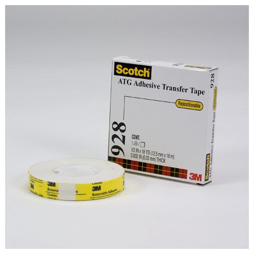 Scotch ATG Repositionable Double Coated Tissue Tape 928 Translucent White 3/4″ × 18 yd 2 mil - Caliber Tooling